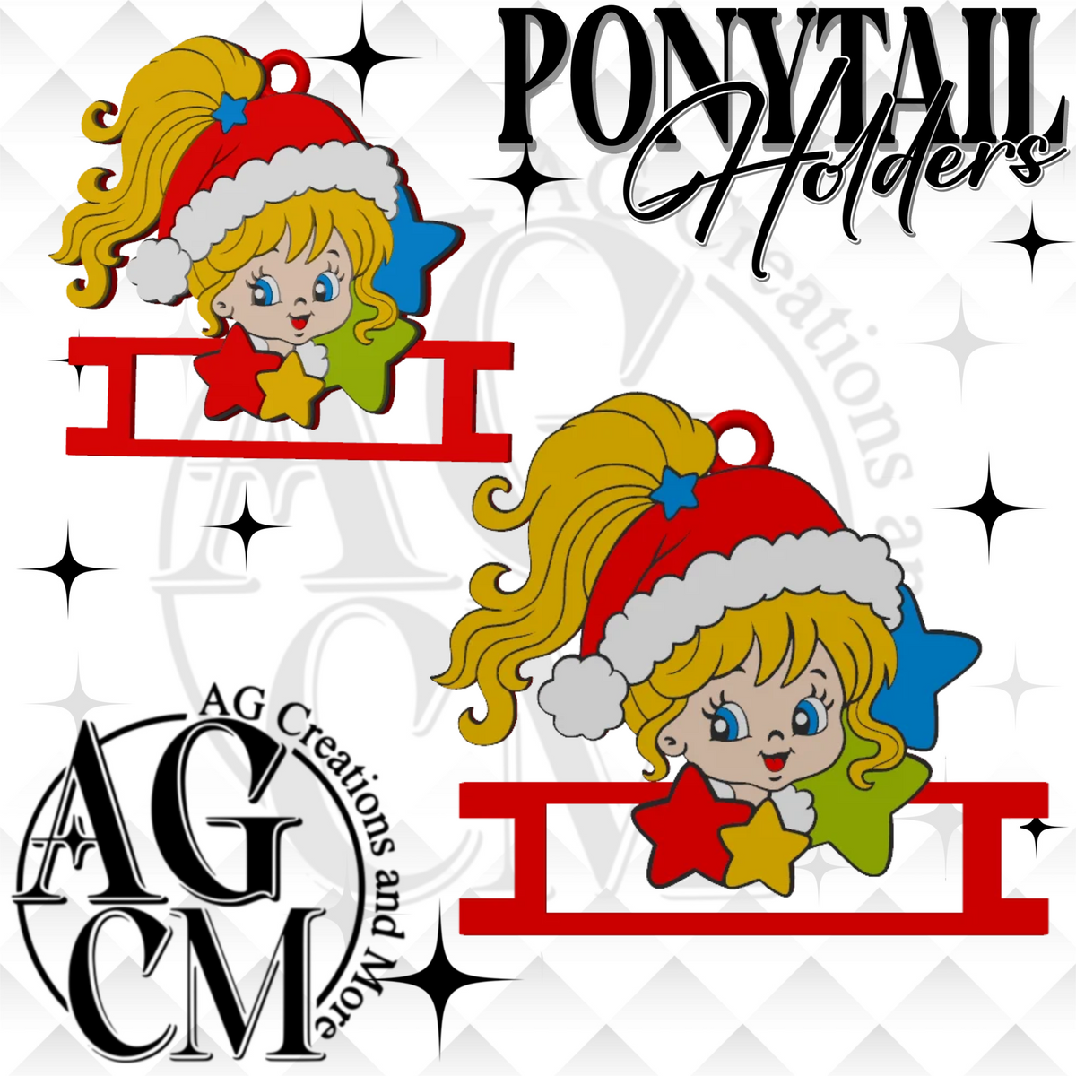 Rainbow Girl Christmas 3D Ponytail Holder 3MF File