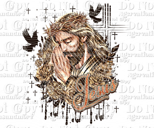 Praying Jesus digital download png