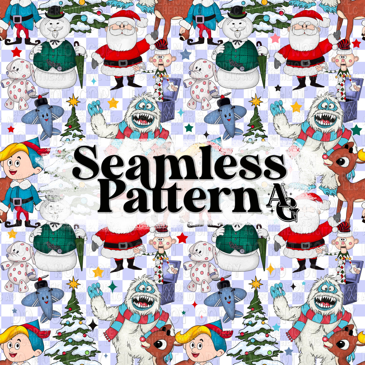 Rudolph and friends Christmas Seamless Pattern