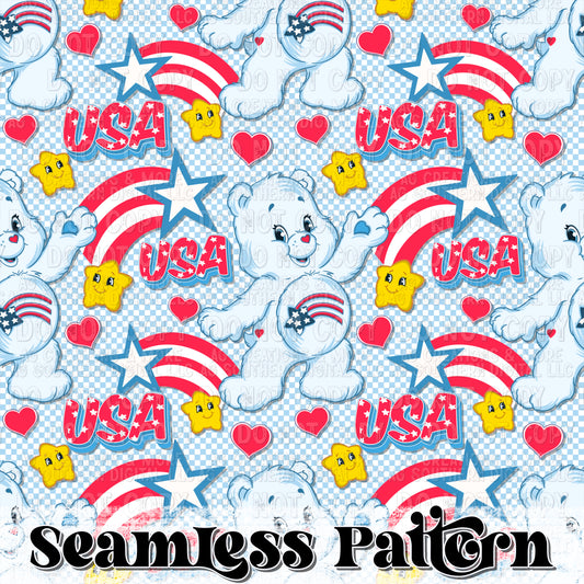 Bear America Seamless Pattern