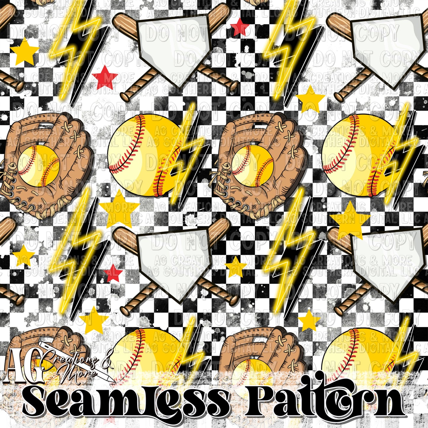 Softball Seamless Pattern
