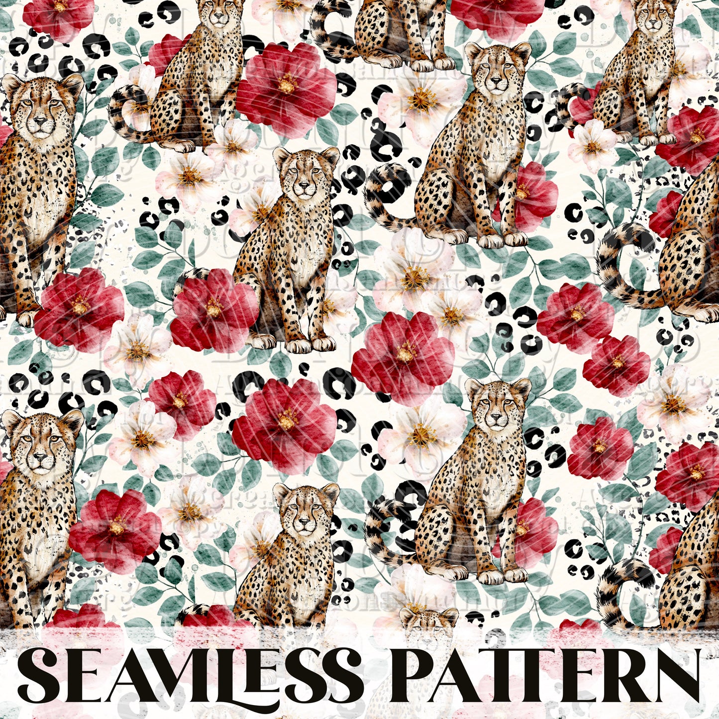 Cheetah  Seamless Pattern PNG