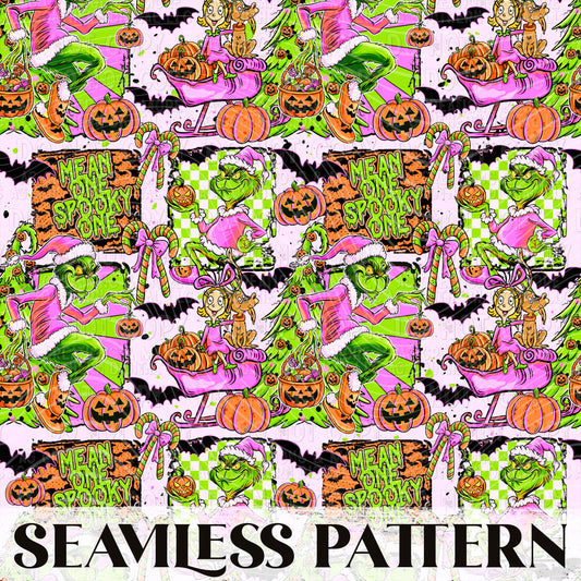 Green Trickster Seamless Pattern PNG