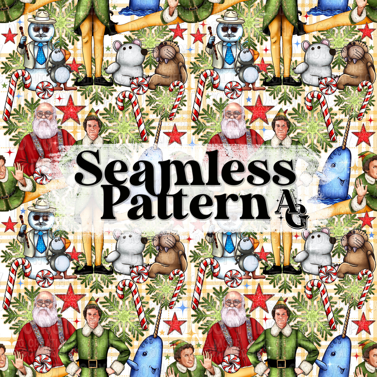 Buddy Merry Seamless Pattern PNG