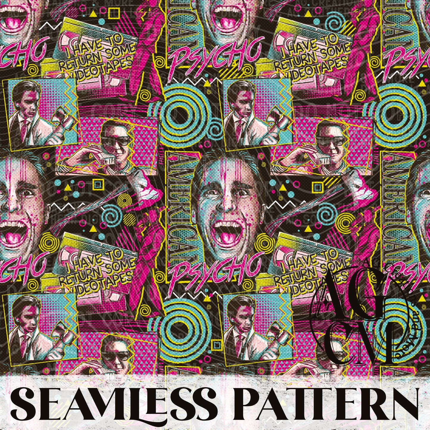 American Psycho Seamless Pattern PNG
