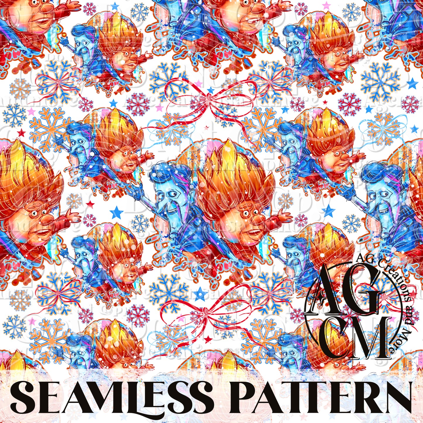 Hot and Cold Brothers  Seamless Pattern PNG
