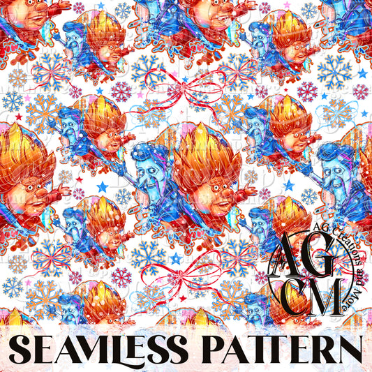 Hot and Cold Brothers  Seamless Pattern PNG