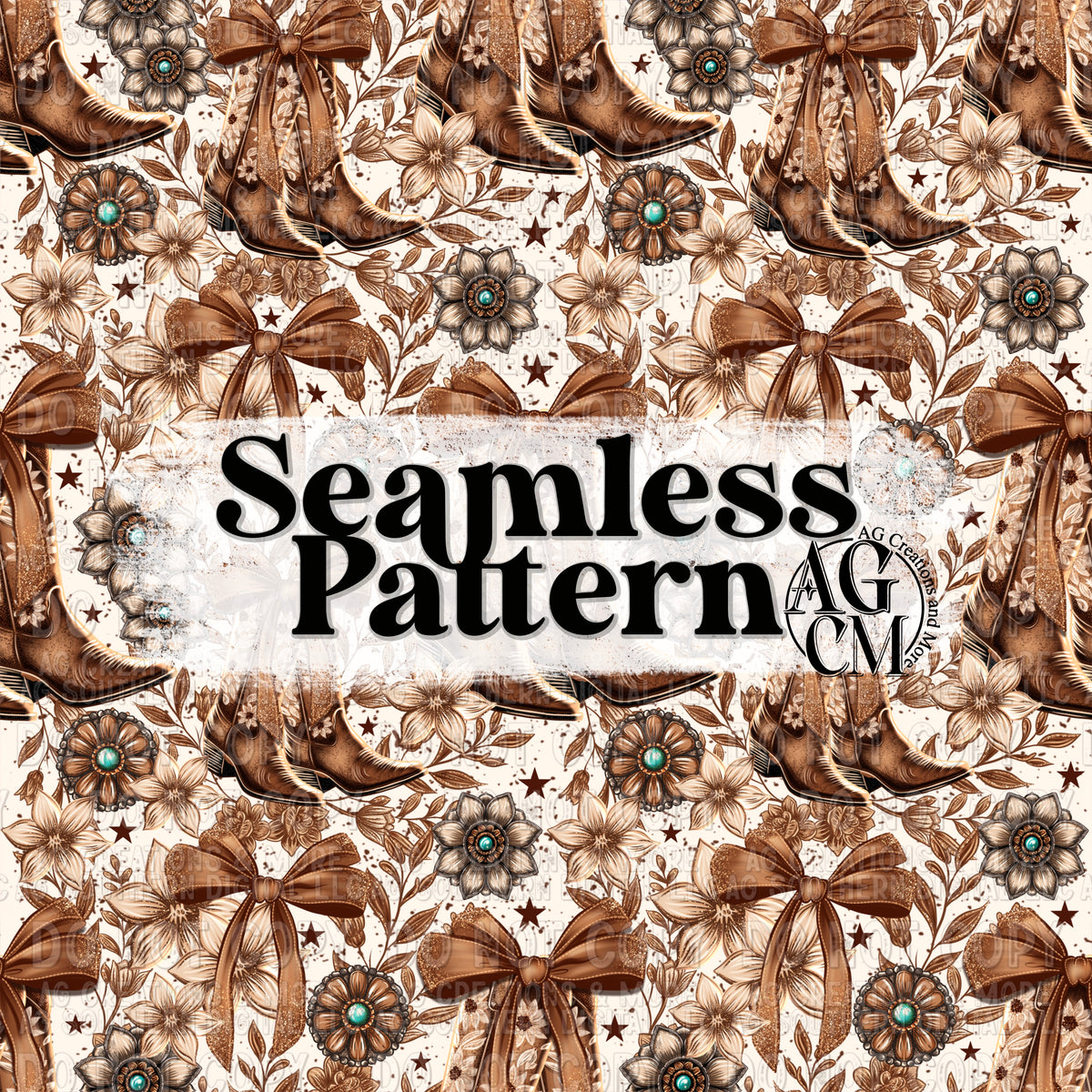 Floral Boots Seamless Pattern PNG