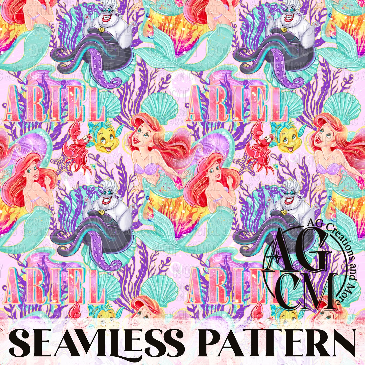 Mermaid Seamless Pattern PNG