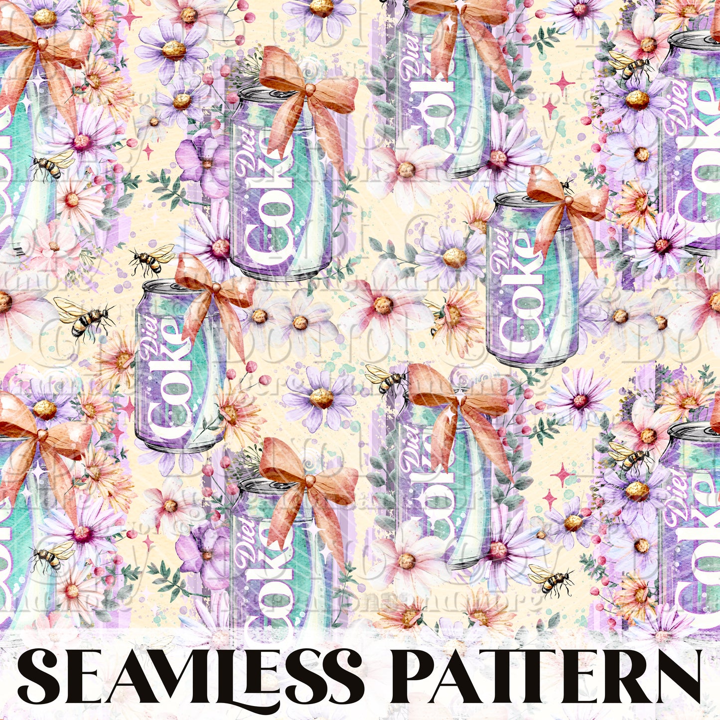 Girly Drink DC Seamless Pattern PNG
