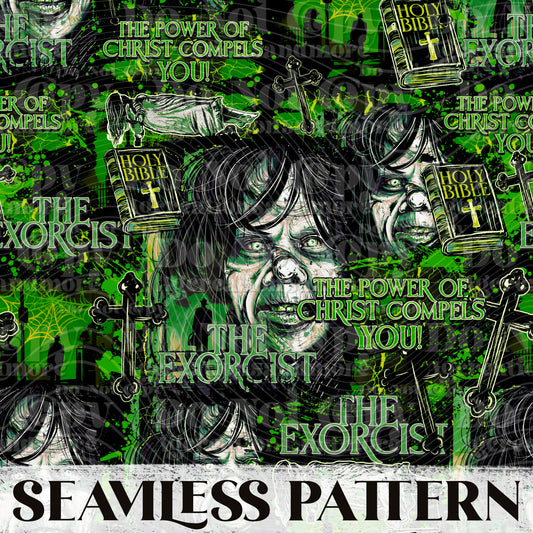Possessed Girl Seamless Pattern PNG