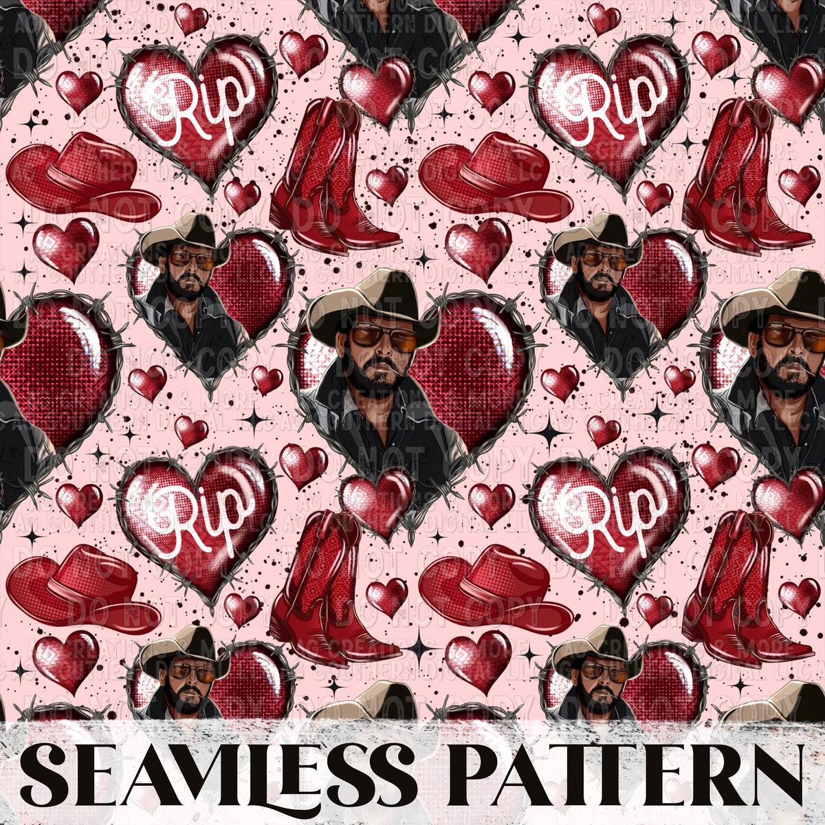 Crazy Today Pink RIP Seamless Pattern PNG