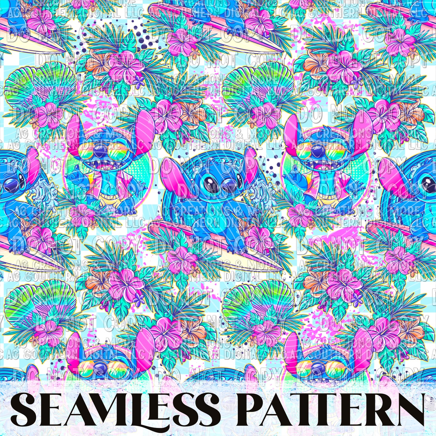 Summer Stitch Seamless Pattern PNG