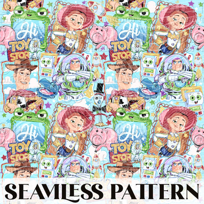 Cowgirl & Friends Seamless Pattern PNG