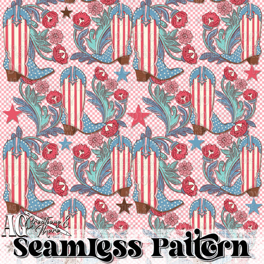 America floral boot Seamless Pattern