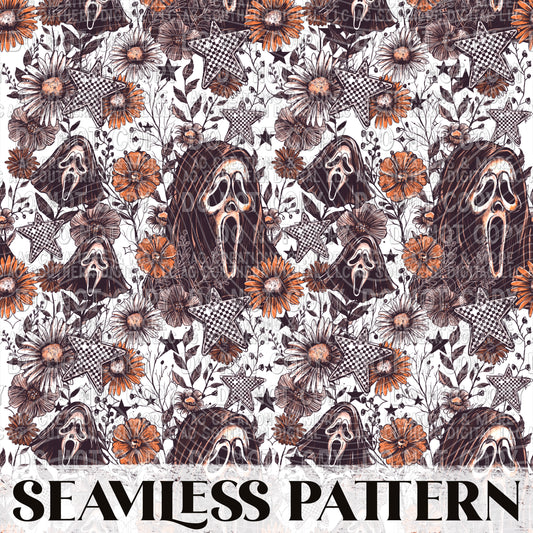 Ghost Fce white Seamless Pattern PNG