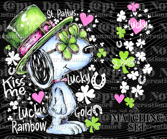 St patty's Puppy white sleeve set Digital Download