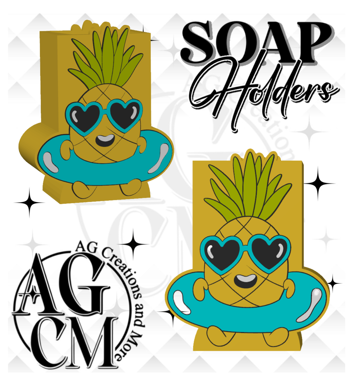 Pineapple 3D Soap Holders STL / 3MF Files
