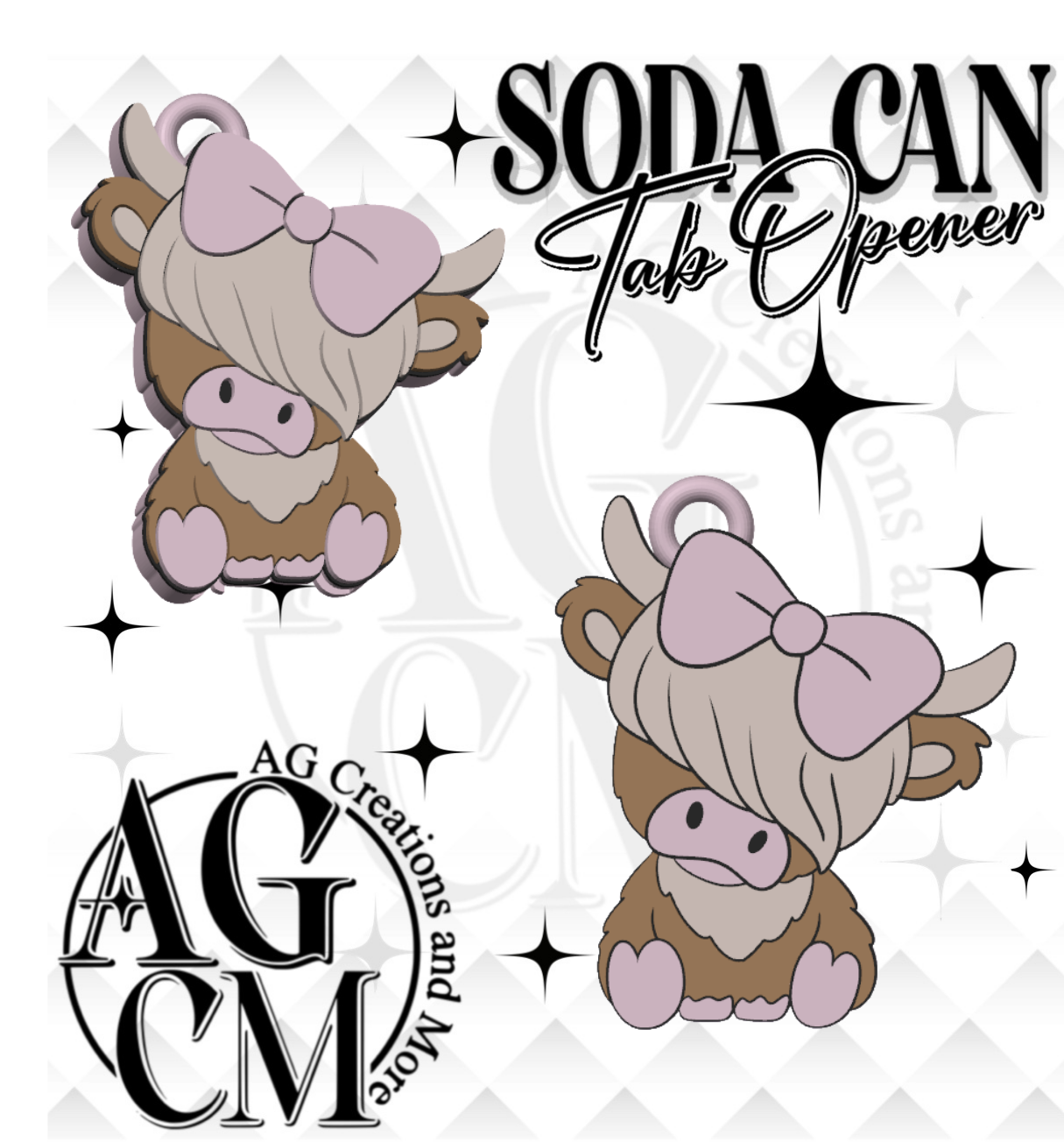 Highland Cow Bow Soda Can Tab Opener (wholesale singles)