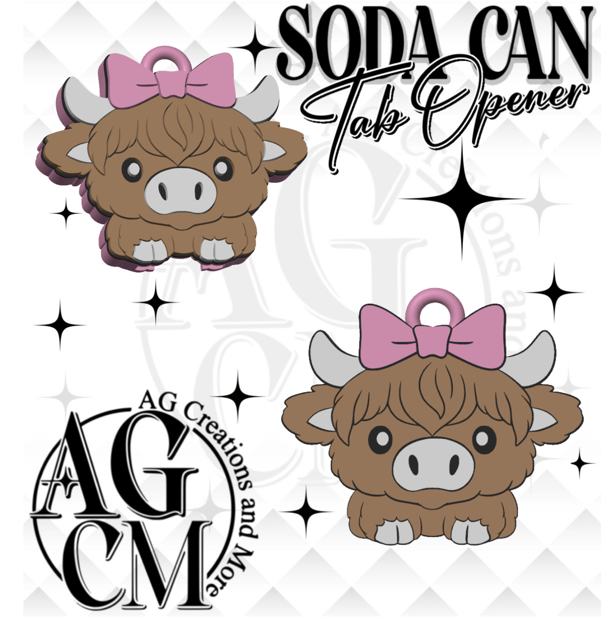 Highland Cow Soda Tab Opener STL 3MF File