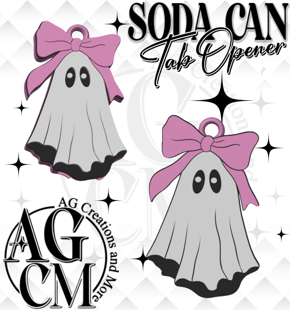 Ghost pink bow Tab Opener STL 3MF File