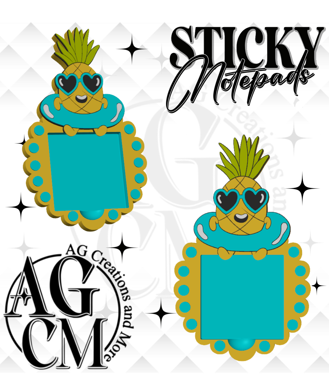 Pineapple 3D Sticky Notepad STL 3MF files
