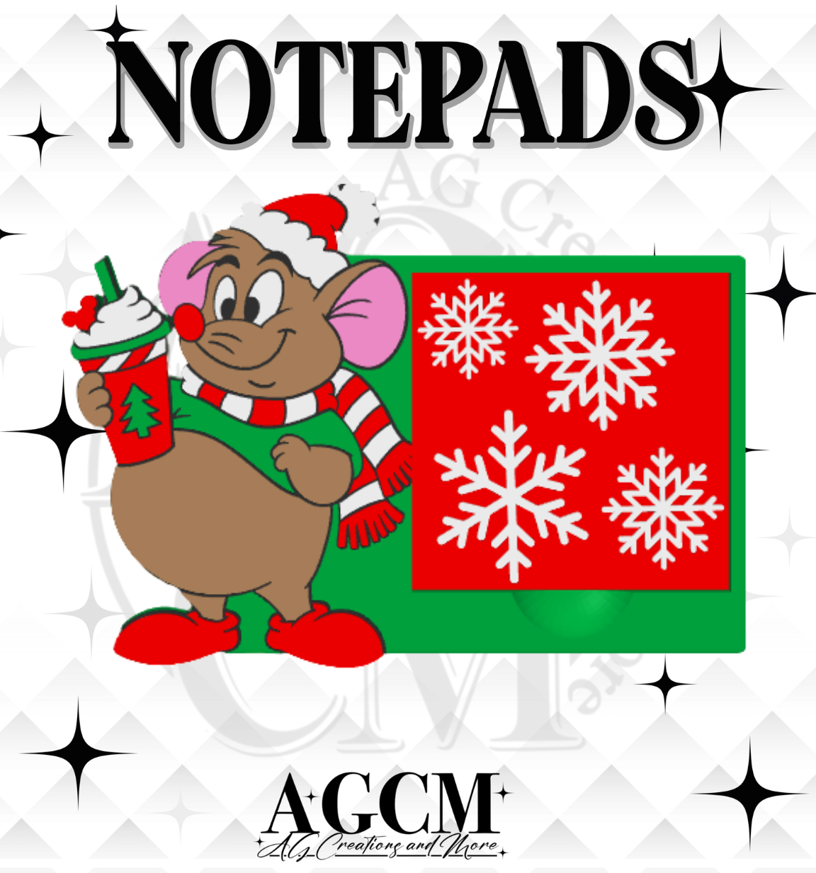 Christmas Mouse Snowflake 3D Sticky Notepad STL 3MF files