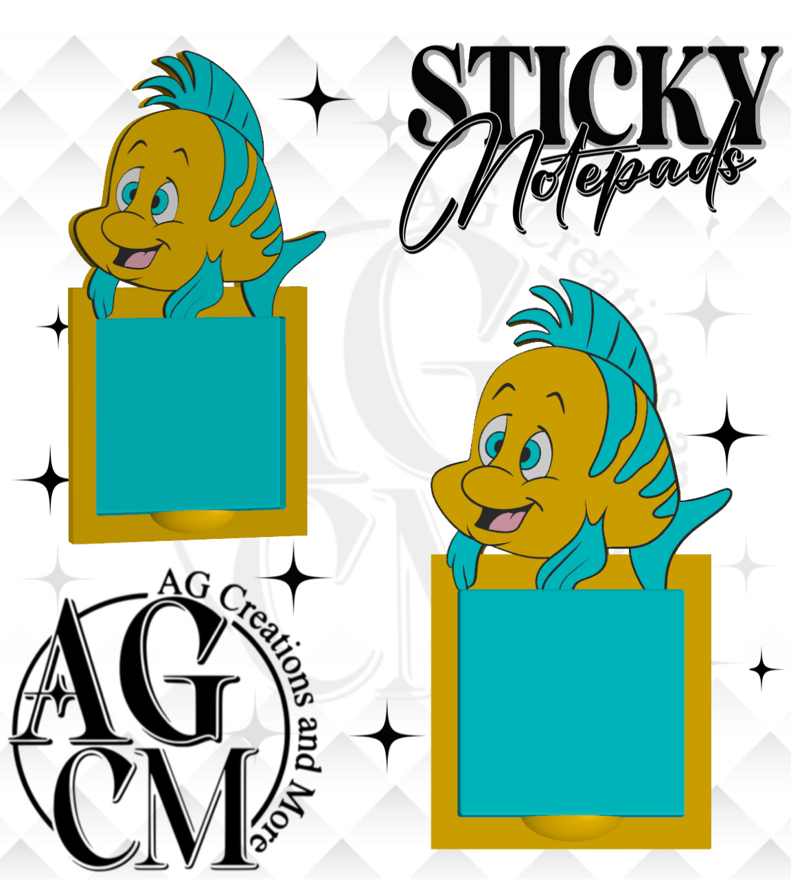 Yellow Fish 3D Sticky Notepad STL 3MF files