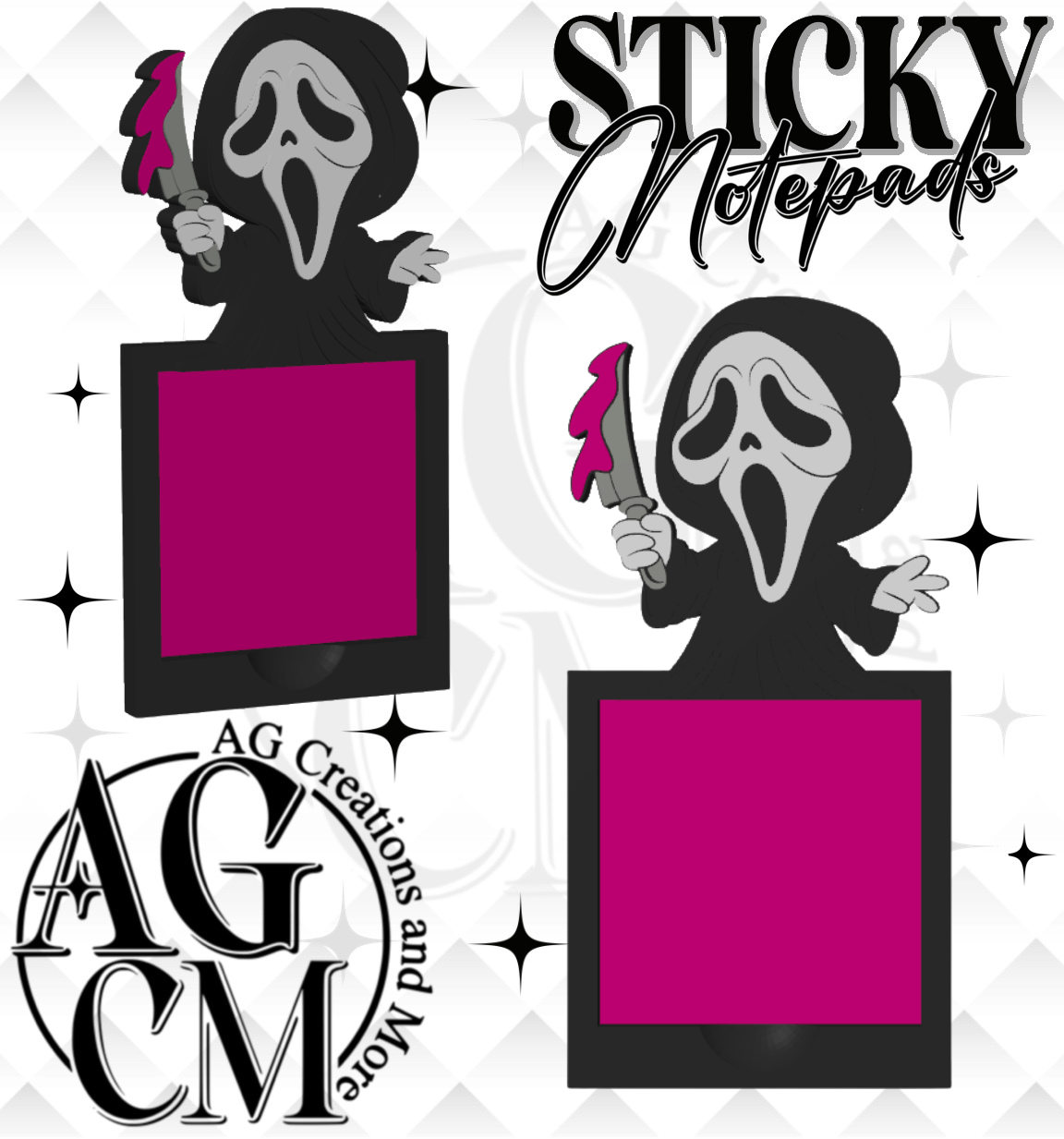 ghost F pink  3D Sticky Notepad STL 3MF files
