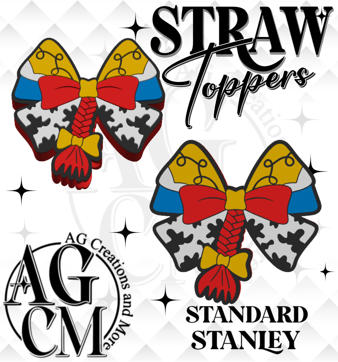 Cowgirl Bow 3D Straw Topper 3MF File