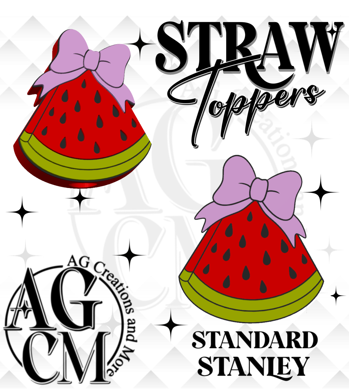 Watermelon 3D Straw Topper 3MF File