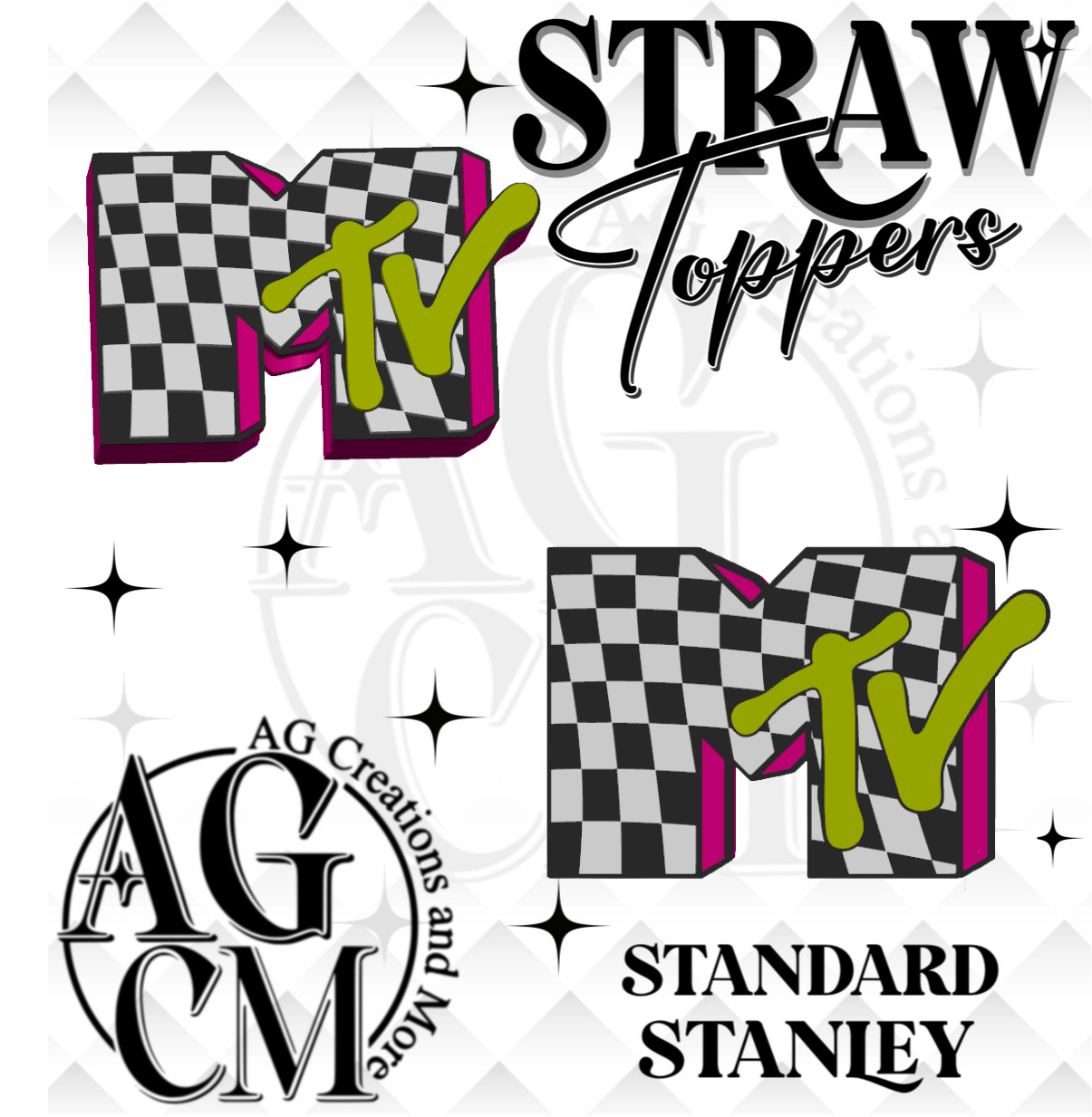 M tv 3D Straw Topper 3MF File