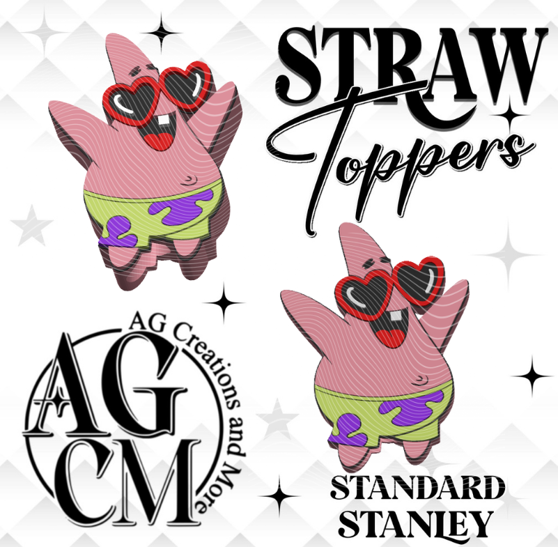 Pink Starfish 3D Straw Topper (wholesale)