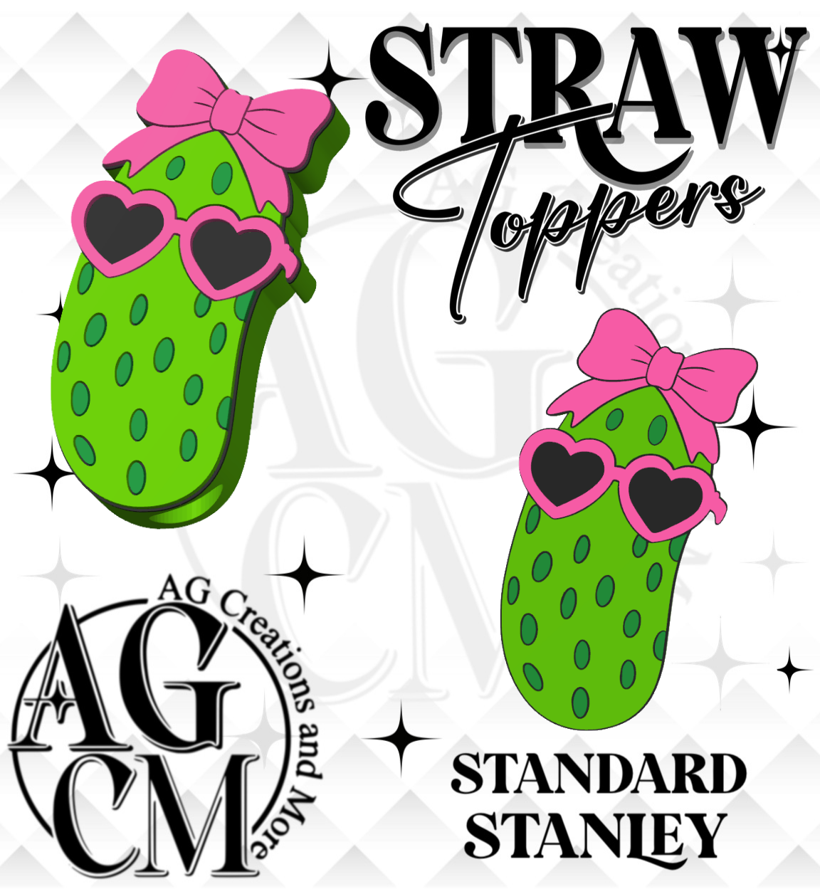 Pickle 3D Straw Topper 3MF File