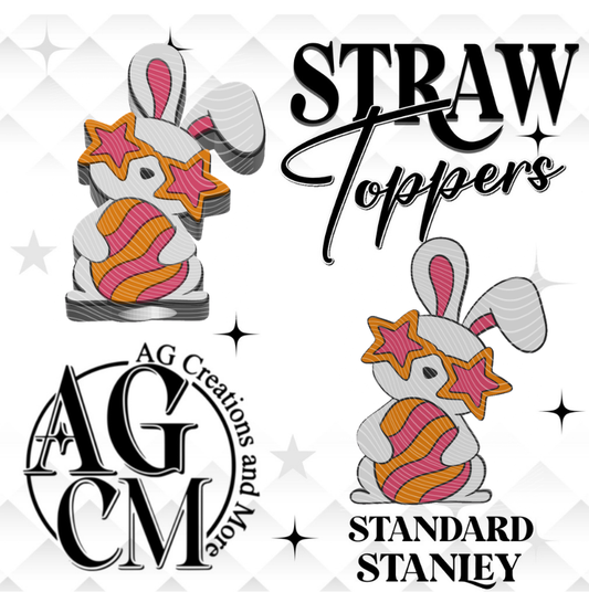 bunny Glasses 3D Straw Topper (wholesale)