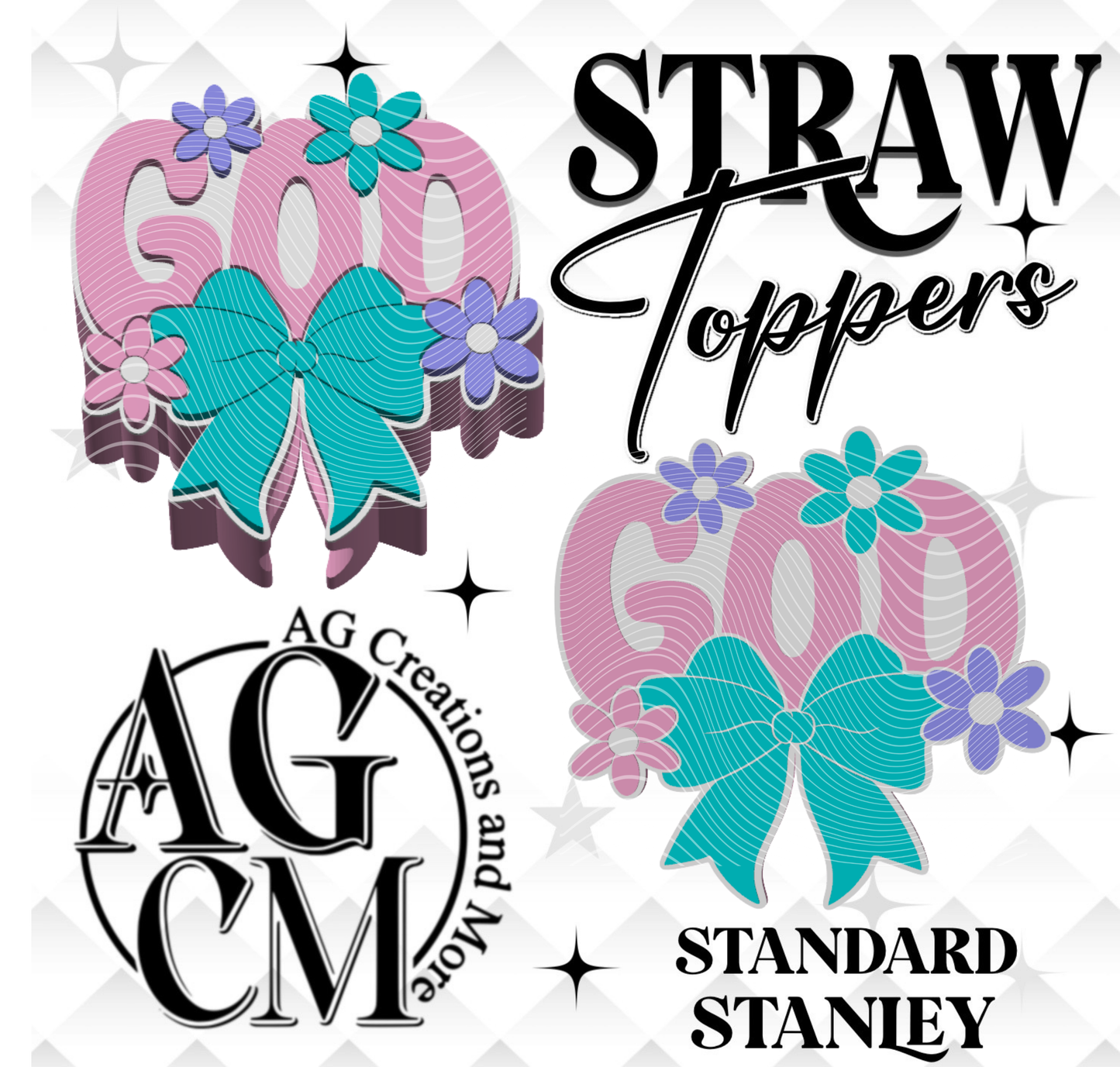 Floral God 3D Straw Topper 3MF File