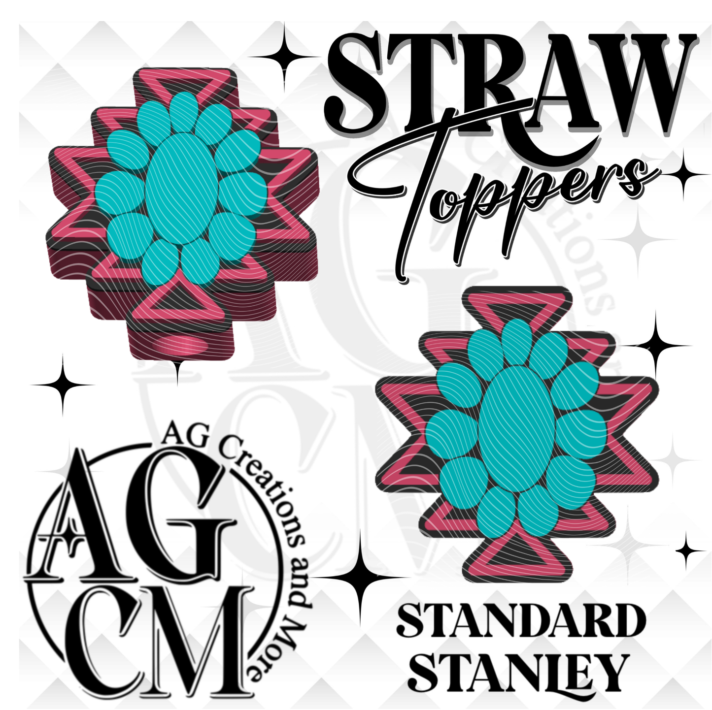 Aztec Concho 3D Straw Topper 3MF File