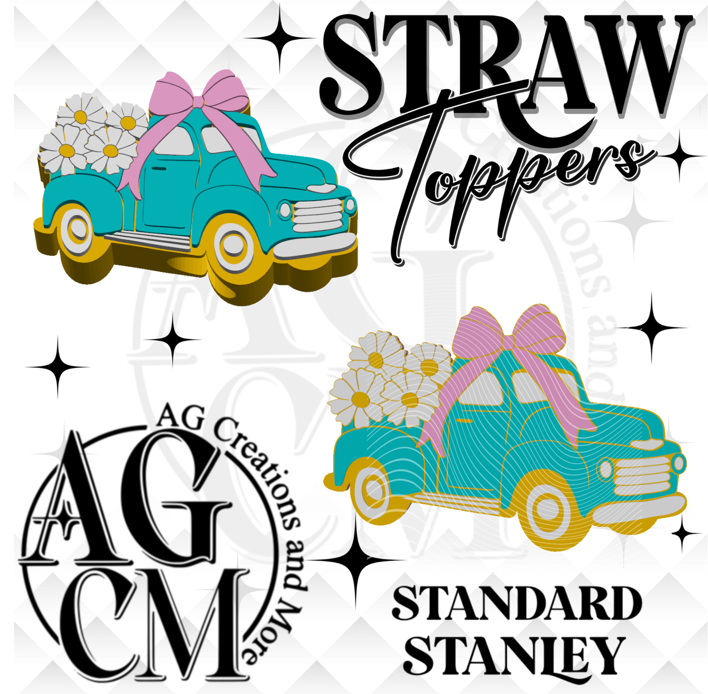 dandelions 3D Straw Topper 3MF File