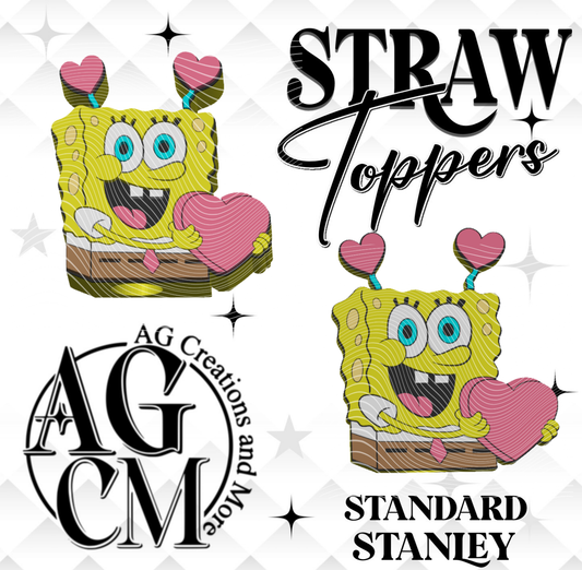 Yellow Sponge 3D Straw Topper (wholesale)