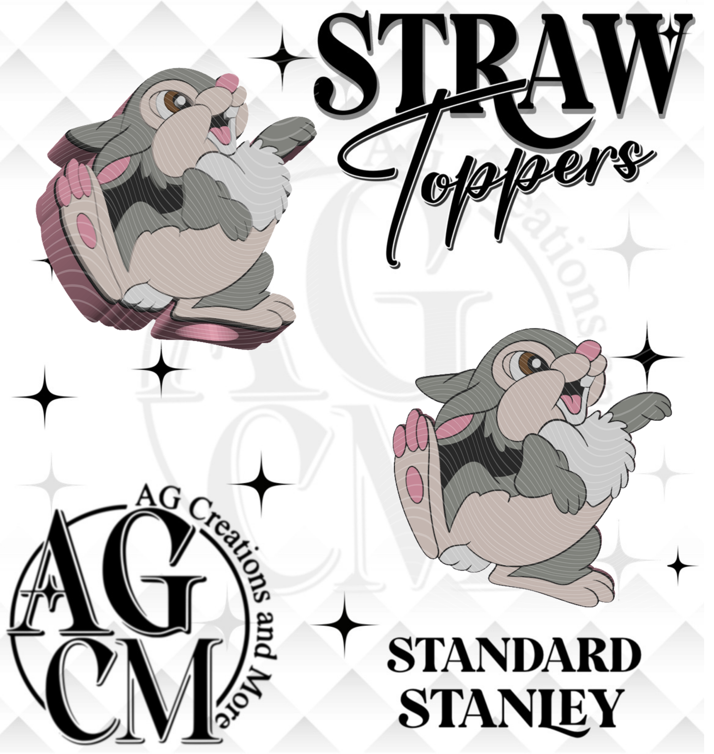 Rabbit 3D Straw Topper (wholesale)