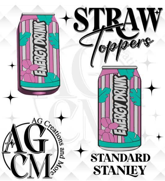 Energy Drink 3D Straw Topper (wholesale singles)