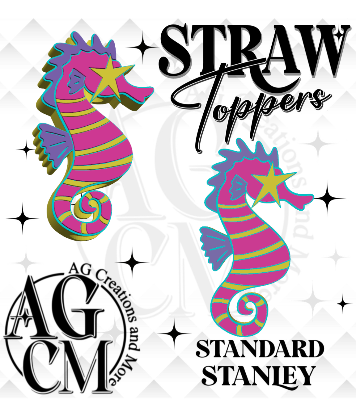 Seahorse 3D Straw Topper (wholesale)