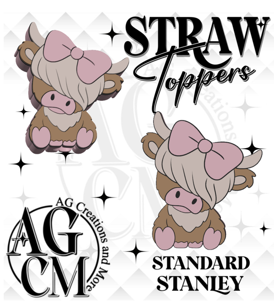 Highland cow 3D Straw Topper 3MF File
