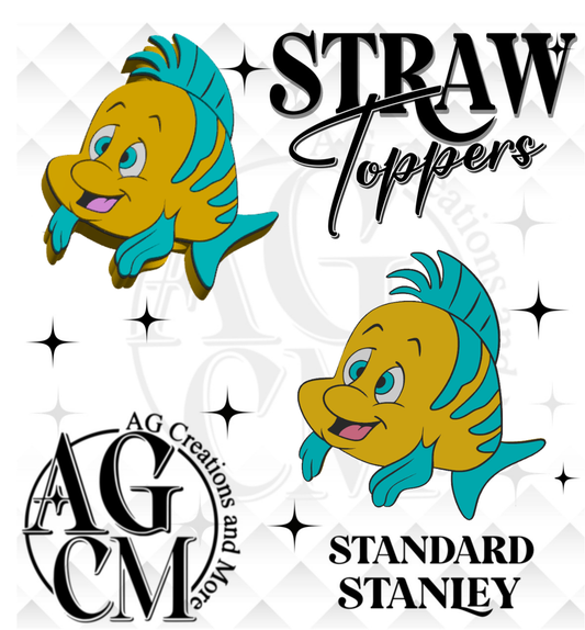 Yellow Fish 3D Straw Topper (wholesale)