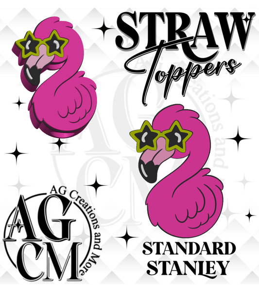 Flamingo 3D Straw Topper (wholesale)