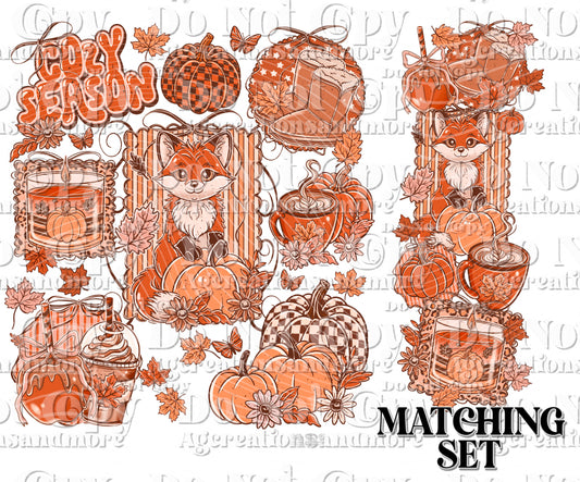 Cozy Season Fox set Digital Download PNG