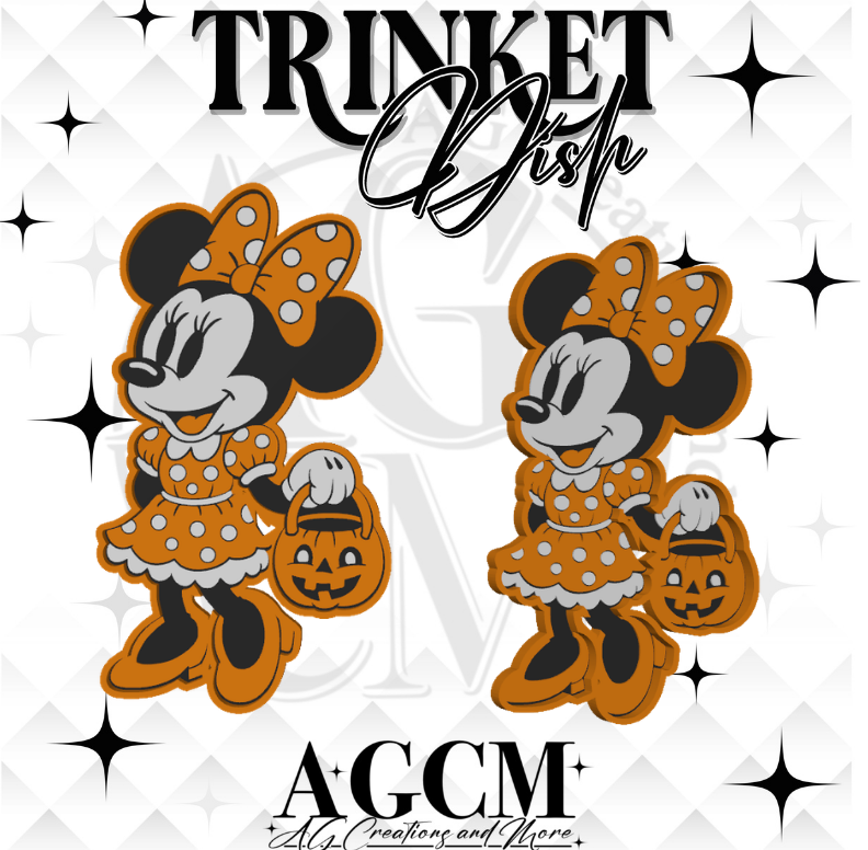 Vintage Girl Mouse Pumpkin 3D Trinket Dish (wholesale)