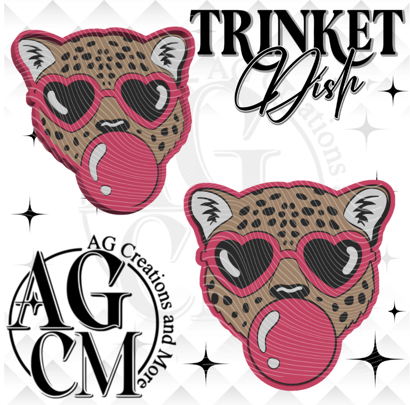 Cheetah Bubble Gum Trinket Dish STL/ 3Mf