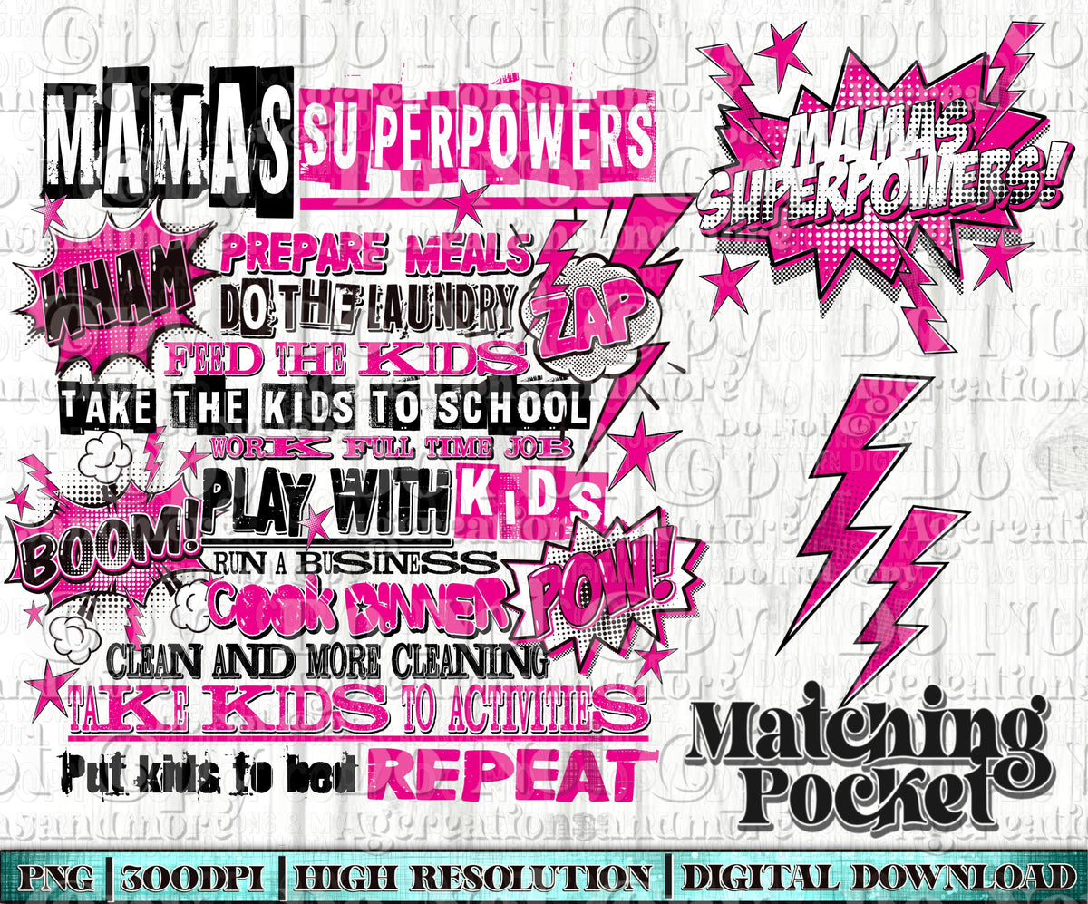 Version 2 Mama superpower pocket set Digital Download