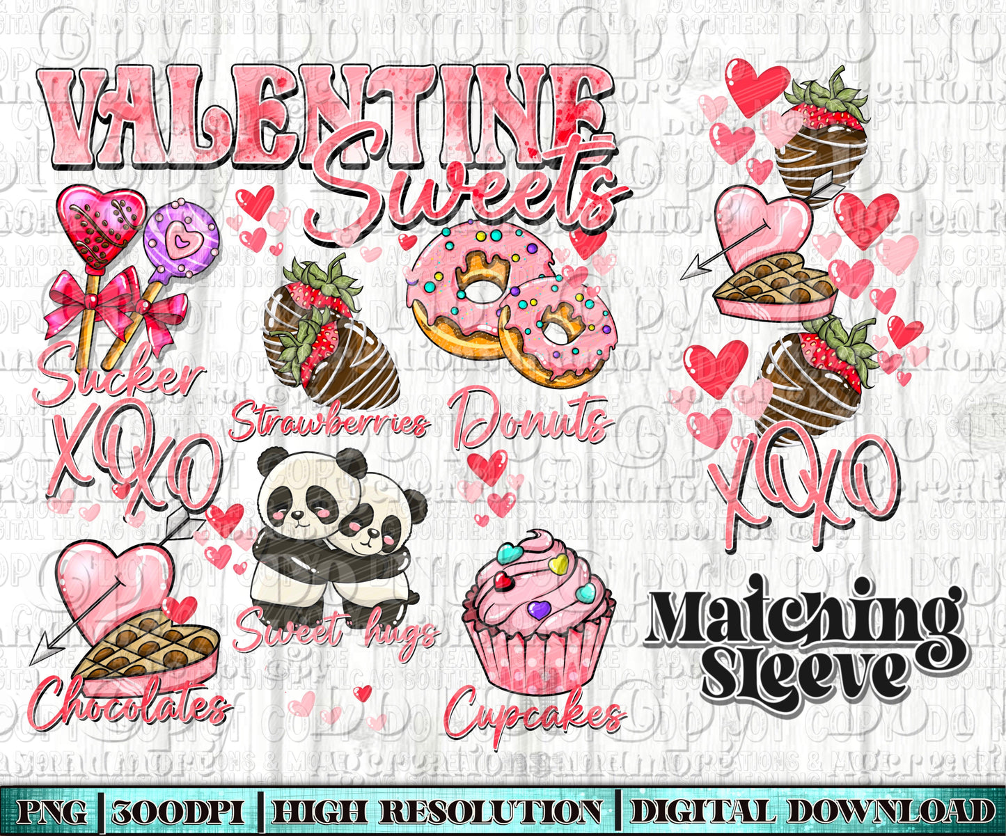 Valentine sweets sleeve set Digital Download